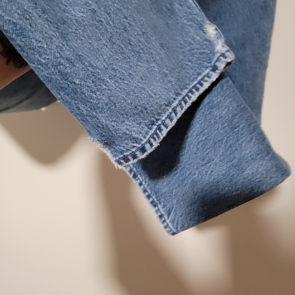 Mother Superior High Waisted Hoover Wash Distressed Straight Leg Jeans Size 32 - Picture 7 of 15